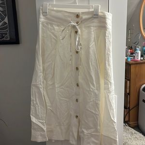 White Canvas Midi Skirt